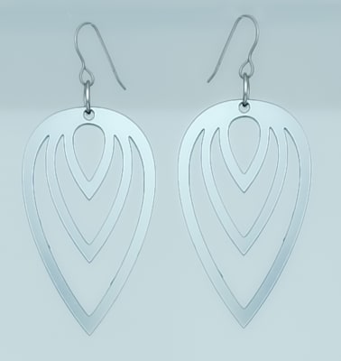 18g Earrings - Silver Acrylic - Petal Drop Cut Out