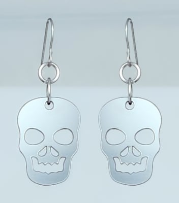 18g Earrings - Silver Acrylic - Skull