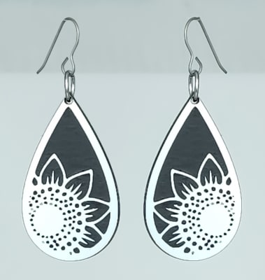 18g Earrings - Silver Acrylic - Sunflower