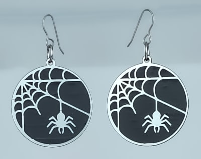 18g Earrings - Silver Acrylic - Spider