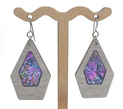 18g Earrings - Celestial Pink Dichro Inlay - Spire - Dovetale