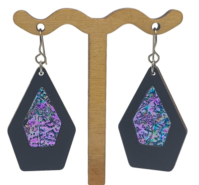 18g Earrings - Celestial Pink Dichro Inlay - Spire - Slate