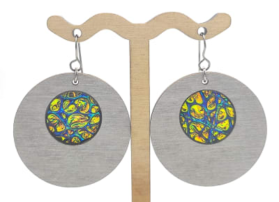 18g Earrings - Fire Starter Dichro Inlay - Circle - Dovetale