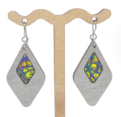 18g Earrings - Fire Starter Dichro Inlay - Diamond - Dovetale