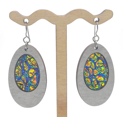 18g Earrings - Fire Starter Dichro Inlay - Oval - Dovetale