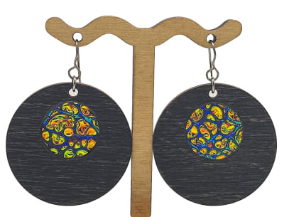 18g Earrings - Fire Starter Dichro Inlay - Circle - Ebony