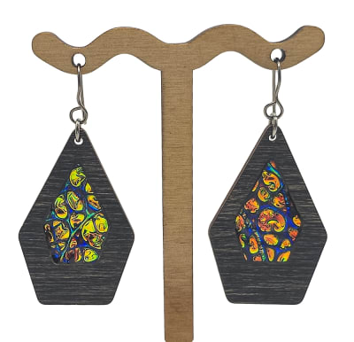 18g Earrings - Fire Starter Dichro Inlay - Spire - Ebony