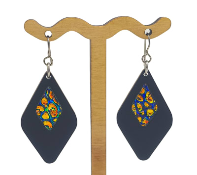 18g Earrings - Fire Starter Dichro Inlay - Diamond - Slate
