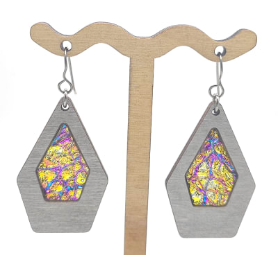 18g Earrings - Goldstone Dichro Inlay - Spire - Dovetale