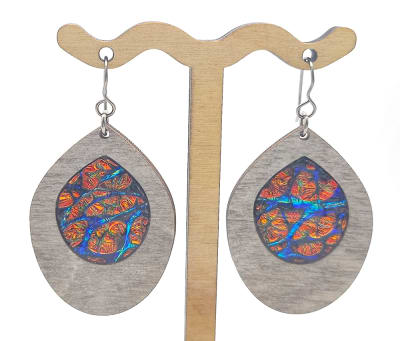 18g Earrings - Sunset Blues Dichro Inlay - Phat Teardrop - Dovetale