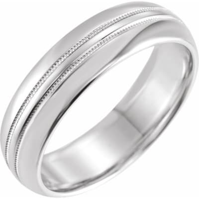 This 14k white gold men's milgrain band features a double row of beads.
