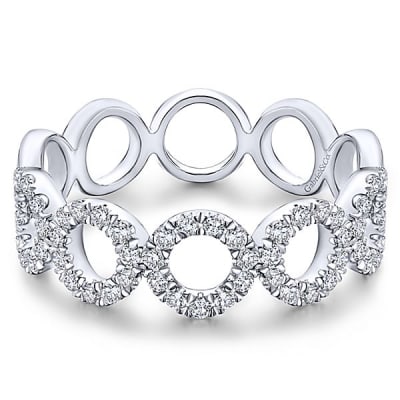 Diamond circles i 14k white gold float on your finger in this stylish diamond stackable ring.