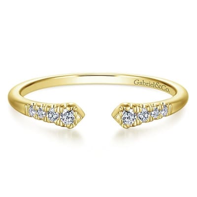 14k yellow gold diamond stackable ring.
