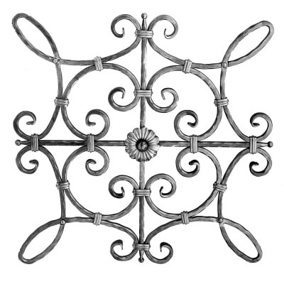 PANEL 9/16" SQ MTL W/ROSETTE 26"W 26"H