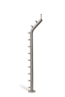 316 Stainless Steel 1 2/3" Curved Newel Post with Round Bar Supports
