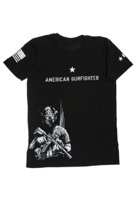 BRAVO COMPANY AMERICAN GUN-FIGHTER T-SHIRT, SHORT SLEEVE, BLACK