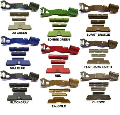 TANGO DOWN VICKERS Slide Stop Release and Extended Control Kit For GLOCK 43X, 48 Cerakote, Chrome, TiN/Gold