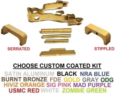 photo of GoTo SPORTS GEAR Extended Control Kit And Magazine Release For Glock Gen 5 G20 21 29 30 Cerakote, Chrome, TiN Gold