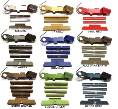 TANGO DOWN VICKERS Slide Stop and Extended Control Kit For GLOCK 17 19 etc, Gen 1 2 3 4 , Cerakote, TiN Gold