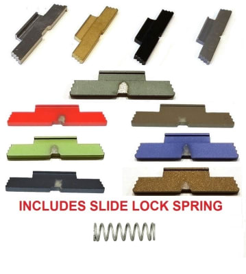 Stainless Steel Slide Lock Lever For Plus Spring For GLOCK 42 43 43X 48 Factory Length Coated, Cerakote. Chrome,