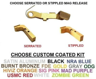 TANGO DOWN VICKERS Slide Stop Release and Magazine Release For GLOCK, Gen 1 2 3  Cerakote, Chrome, Tin Gold