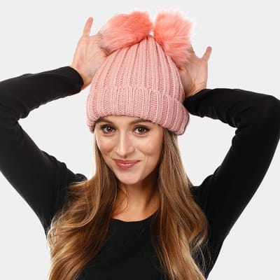 DOUBLE POM POM LINING BEANIE