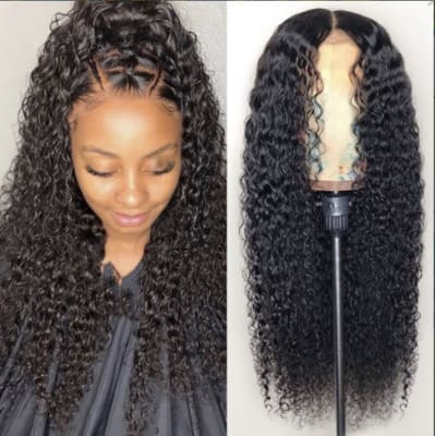 Deep Curly 4X4 Transparent Lace Closure Wig Human Hair Wigs Pre Plucked Lace Wigs For Black Women