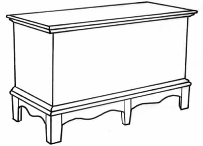 Medium Hickory Dowry Chest, 42" x 18" x 20"