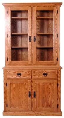 44" x 84" x 20" Oak Mission Hutch (Two Doors)
