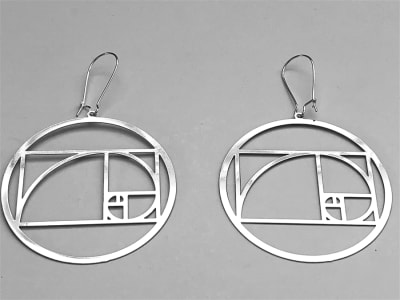 Golden Ratio silver Plated 2 inches Earrings