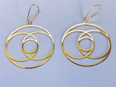 ER-224 Vesica Piscis 18k Gold plated 2" earrings