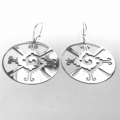 ER-267-S Hunab Ku 18k Silver Plated 2" Earrings