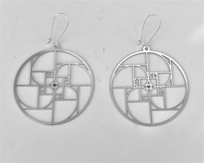 ER-290ss Quadruple golden Ratio Stainless Steel 2" Earrings
