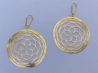 ER-295 Venus Orbit 18k Gold Plated 2" Earrings