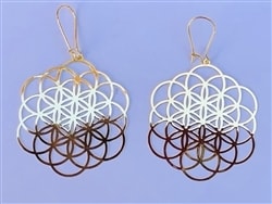 ER-321 Expanded Seed of Life 18k Gold Plated 3" Earrings