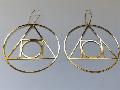 ER-330 Philosopher's Stone Gold plated 3" earrings