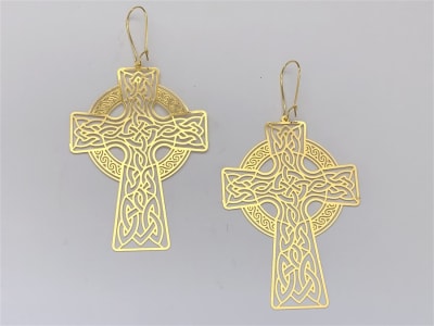 Celtic Cross 18k Gold Plated 3"