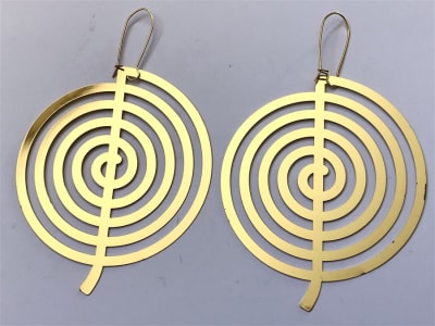 ER-399 Glyph 18k Gold plated 3" earrings