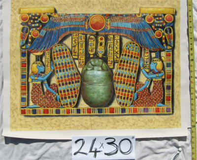 OP-10  Scarab Vulture Nut Sun Discs - 24" x 30" Original Oil Painting
