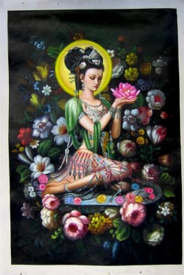 Goddess With Flowers - 24" x 36" Original Oil Painting
