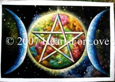 Moon Pentagram - 24" x 36" Original Oil Painting