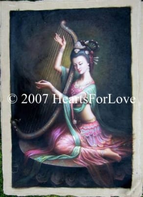 Goddess Playing Harp - 24" x 36" Original Oil Painting