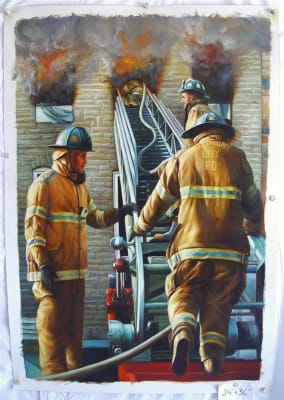 Firefighters Original Oil Painting 24" x 36"