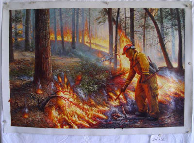 Firefighters Original Oil Painting 24" x 36"