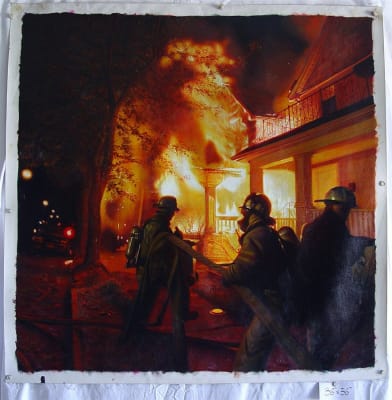 Firefighters Original Oil Painting 36" x 36"