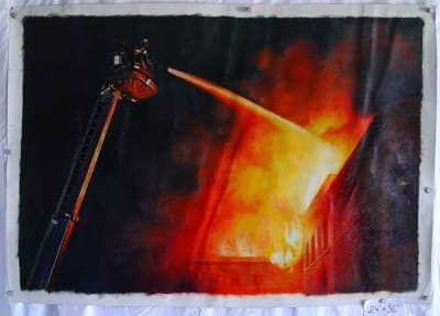 Firefighters Original Oil Painting 24" X 36"