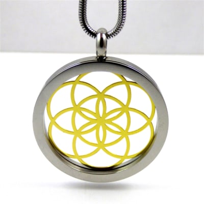SGSOLP-23 Silver and Gold Plated Stainless Steel Seed Of Life Pendant with Chain