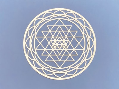 Shree Yantra 18K Gold Plated Healing Grid 4"