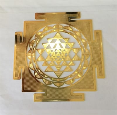 YA-648 Inch Shree Yantra 18K Gold Plated