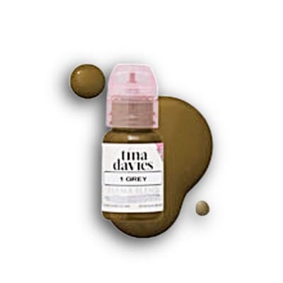Tina Davies Grey pigment bottle â€“ cool-toned eyebrow tattoo pigment for soft, smoky permanent makeup results